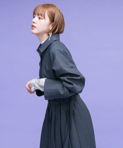 百褶拼接連衣裙