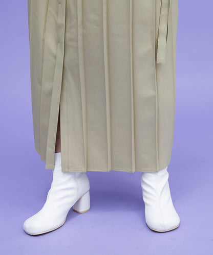 百褶拼接連衣裙