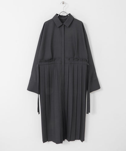 百褶拼接連衣裙