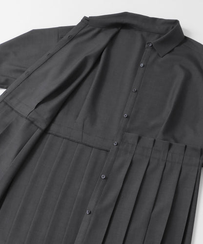 百褶拼接連衣裙