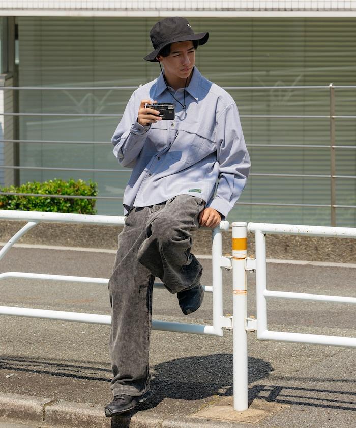 寬鬆褶皺抽繩燈芯絨長褲