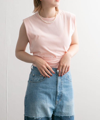 繫帶收腰無袖上衣