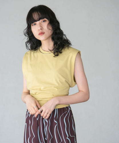 繫帶收腰無袖上衣