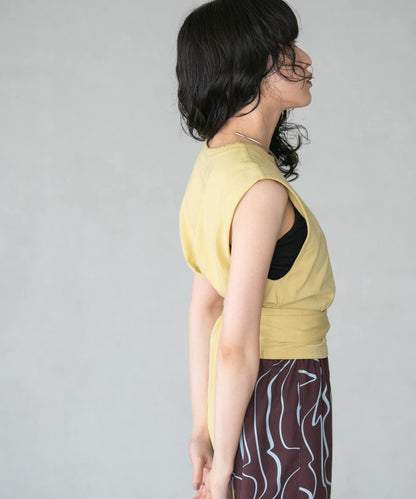 繫帶收腰無袖上衣