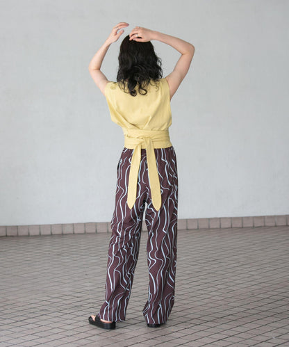 繫帶收腰無袖上衣