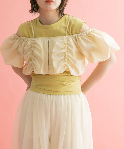 繫帶收腰無袖上衣