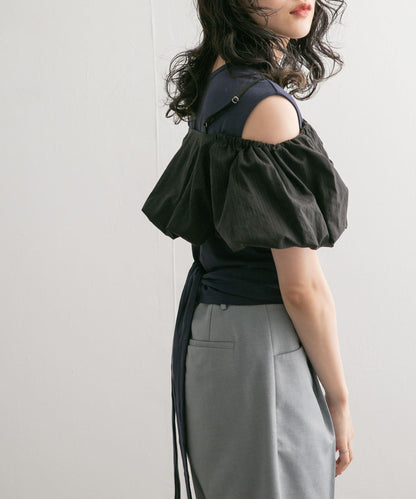繫帶收腰無袖上衣