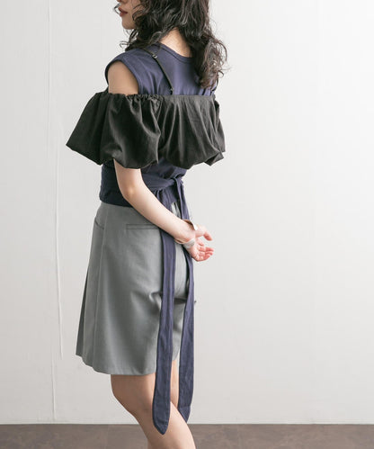 繫帶收腰無袖上衣