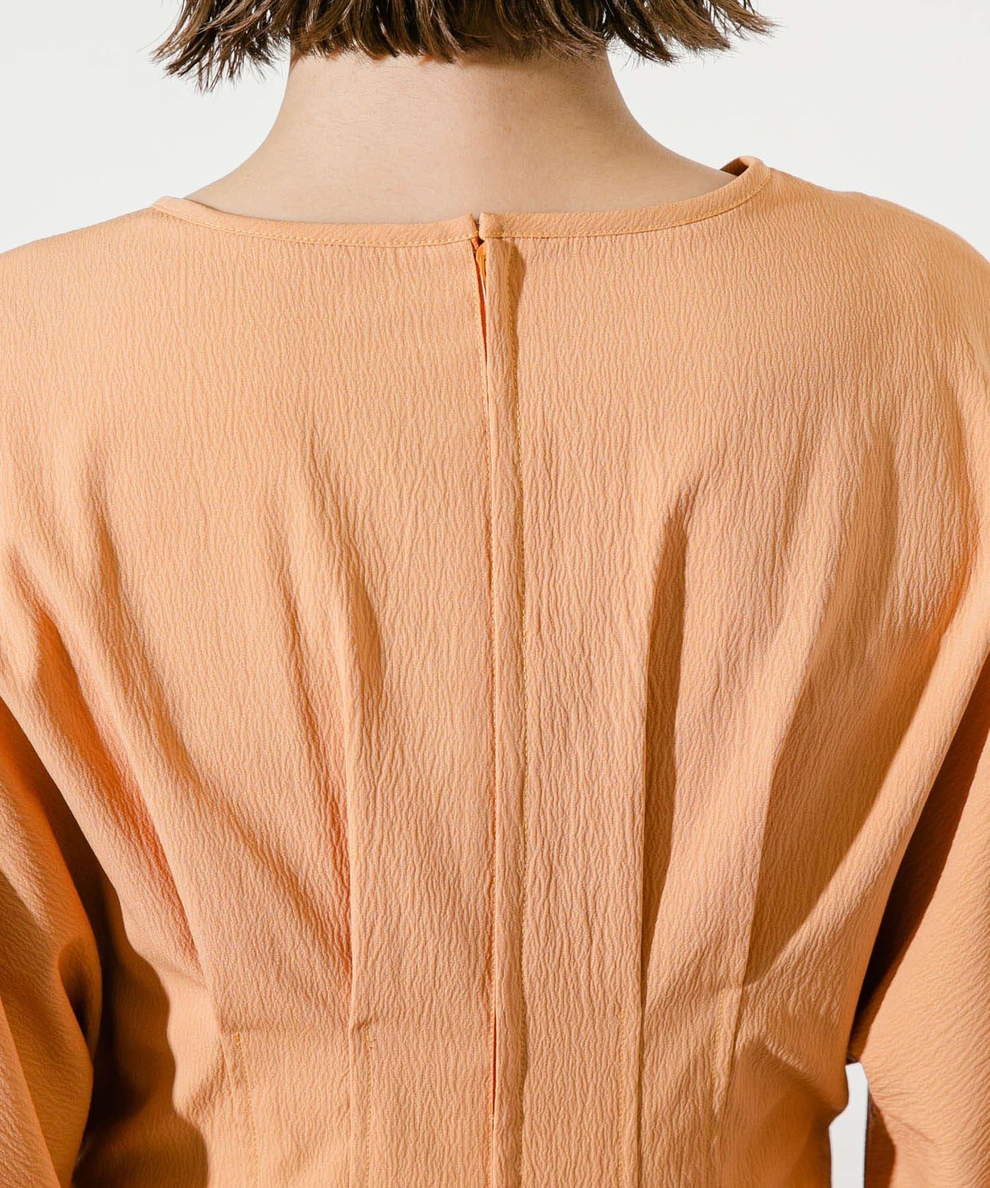 2尺碼可選抽繩袖腰部褶皺連衣裙