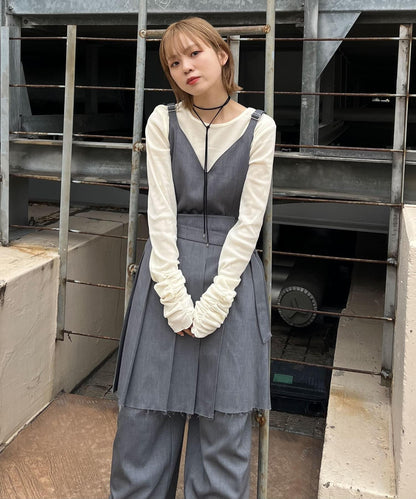 百褶裙套裝揹帶褲