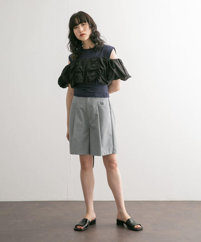 繫帶收腰無袖上衣