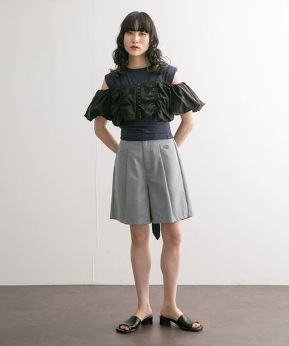 繫帶收腰無袖上衣