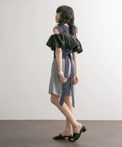 繫帶收腰無袖上衣