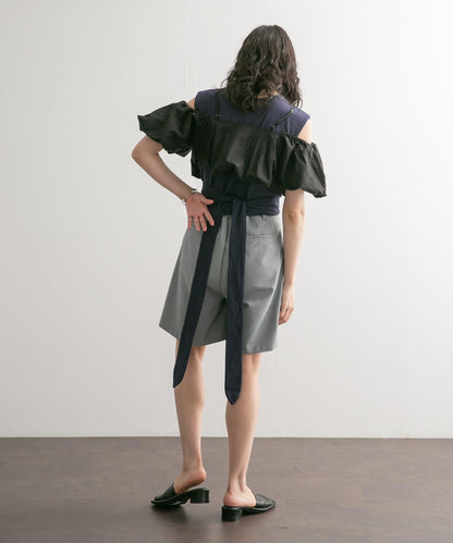 繫帶收腰無袖上衣