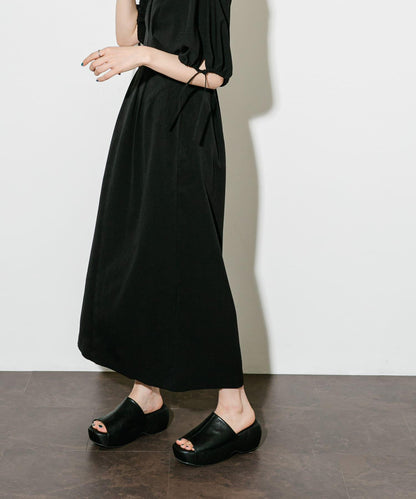 2尺碼可選抽繩袖腰部褶皺連衣裙