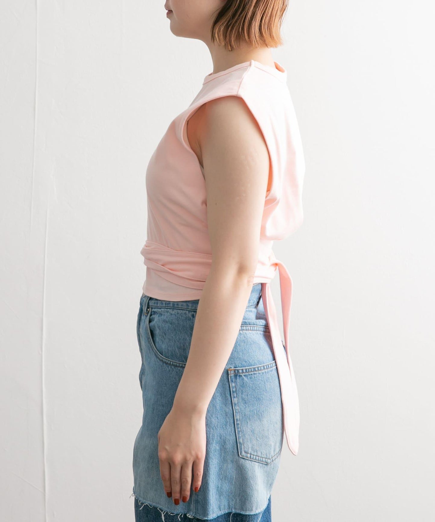 繫帶收腰無袖上衣