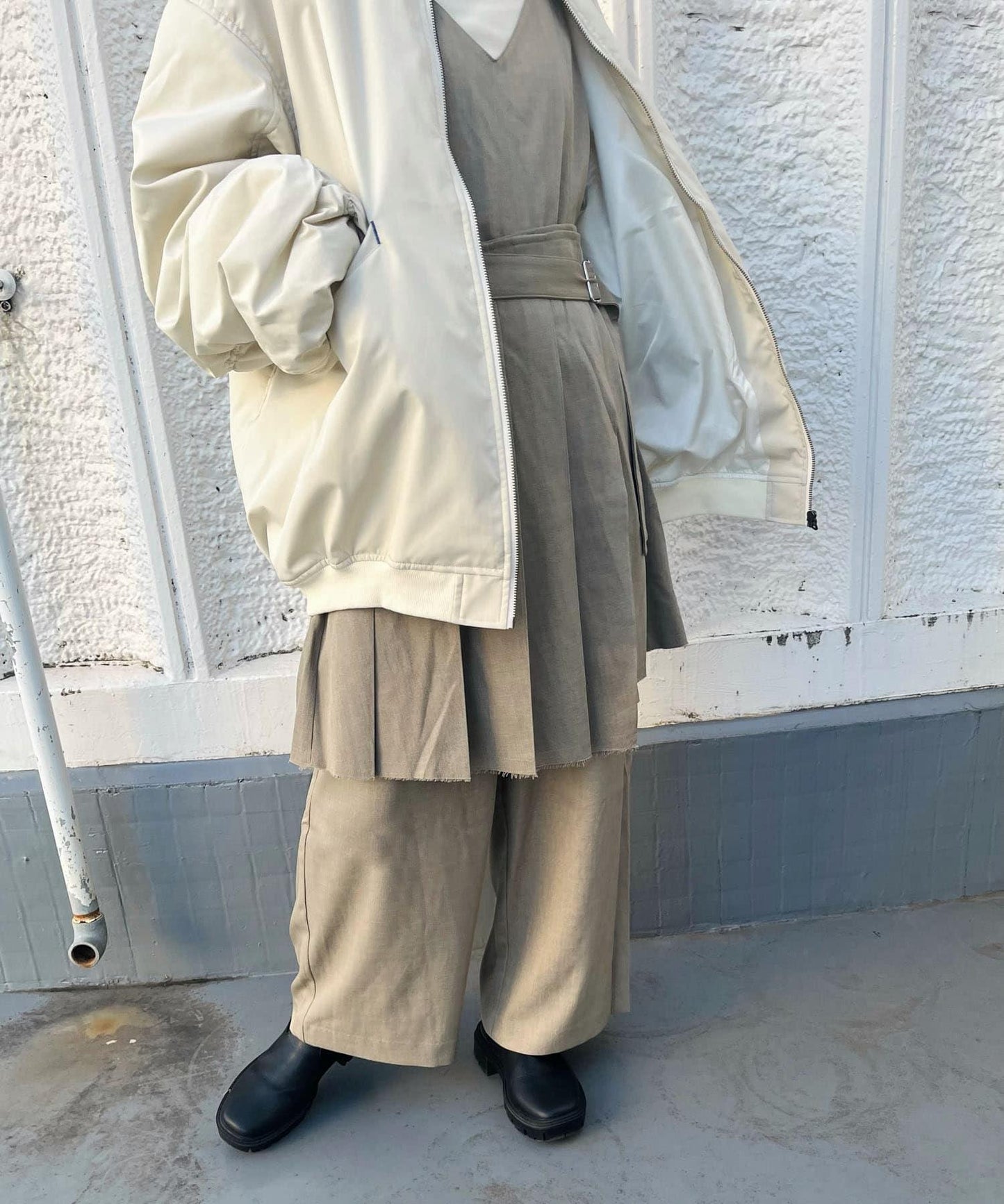 百褶裙套裝揹帶褲