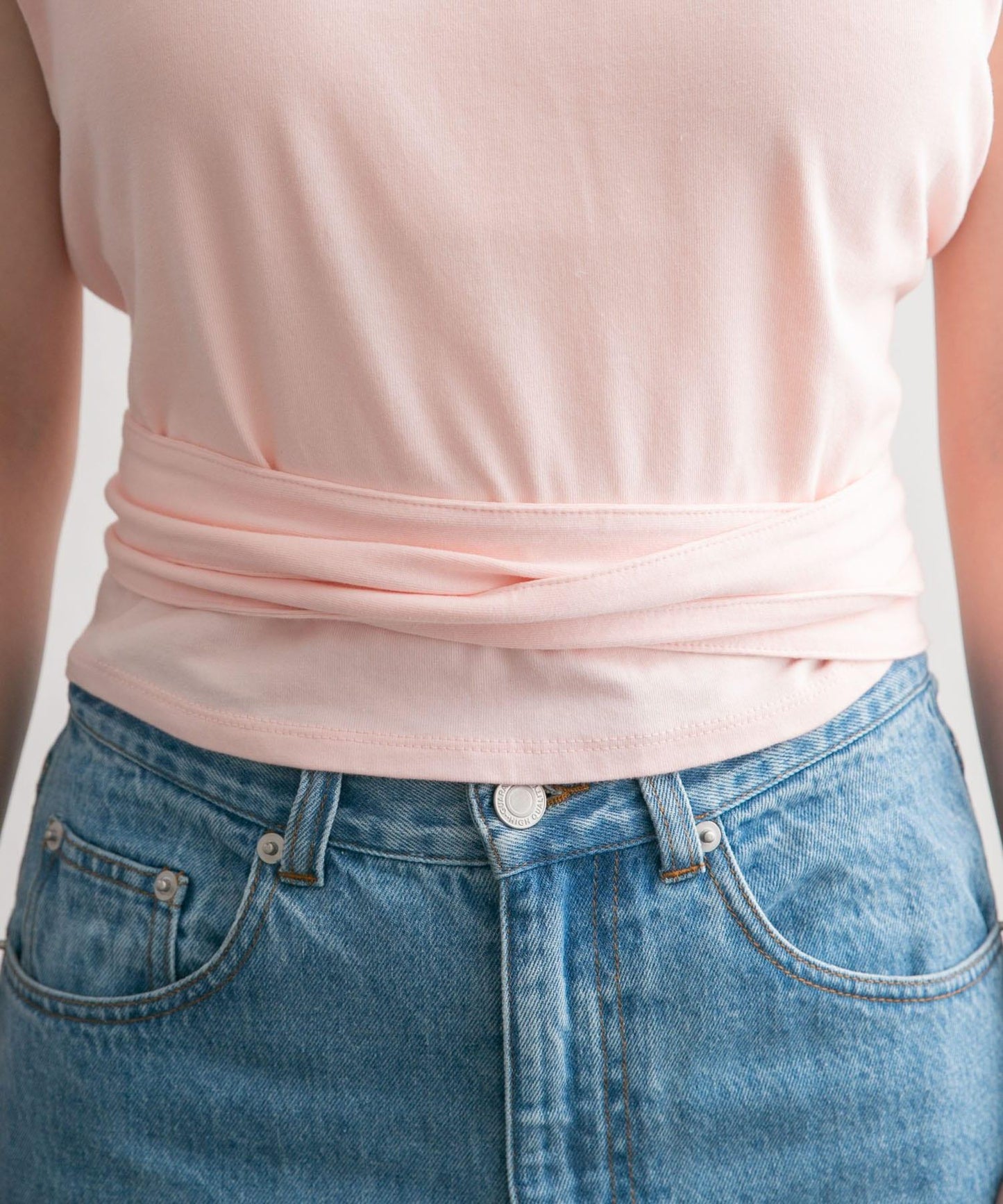 繫帶收腰無袖上衣