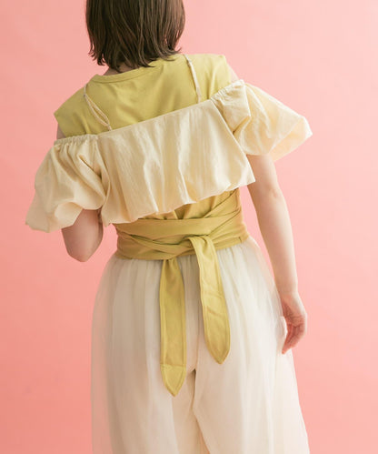 繫帶收腰無袖上衣