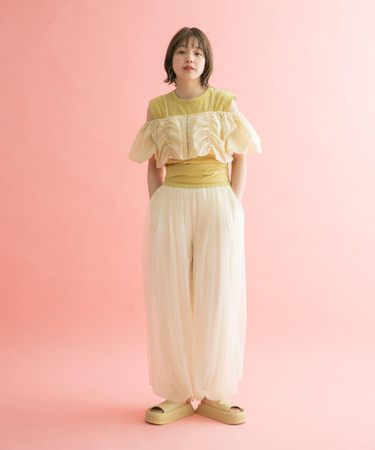 繫帶收腰無袖上衣