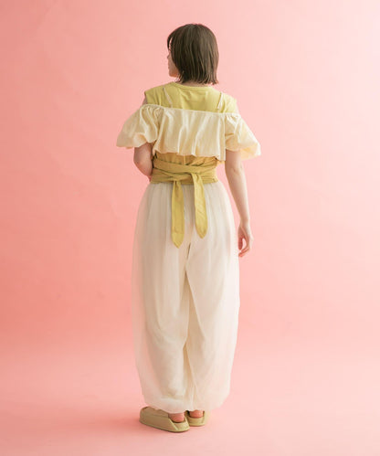 繫帶收腰無袖上衣