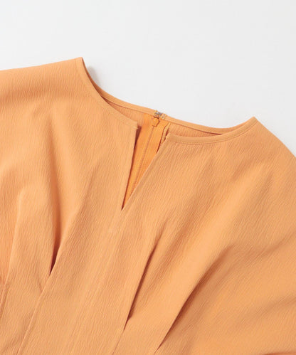 2尺碼可選抽繩袖腰部褶皺連衣裙