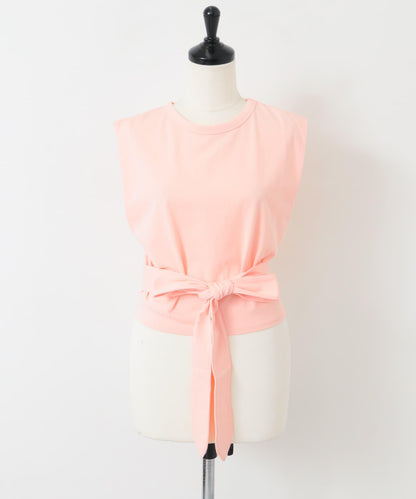 繫帶收腰無袖上衣