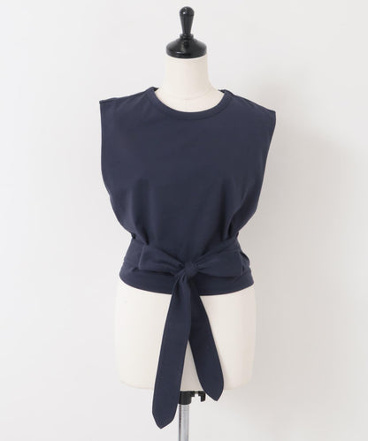 繫帶收腰無袖上衣