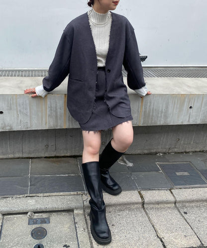 裁剪下襬迷你裙