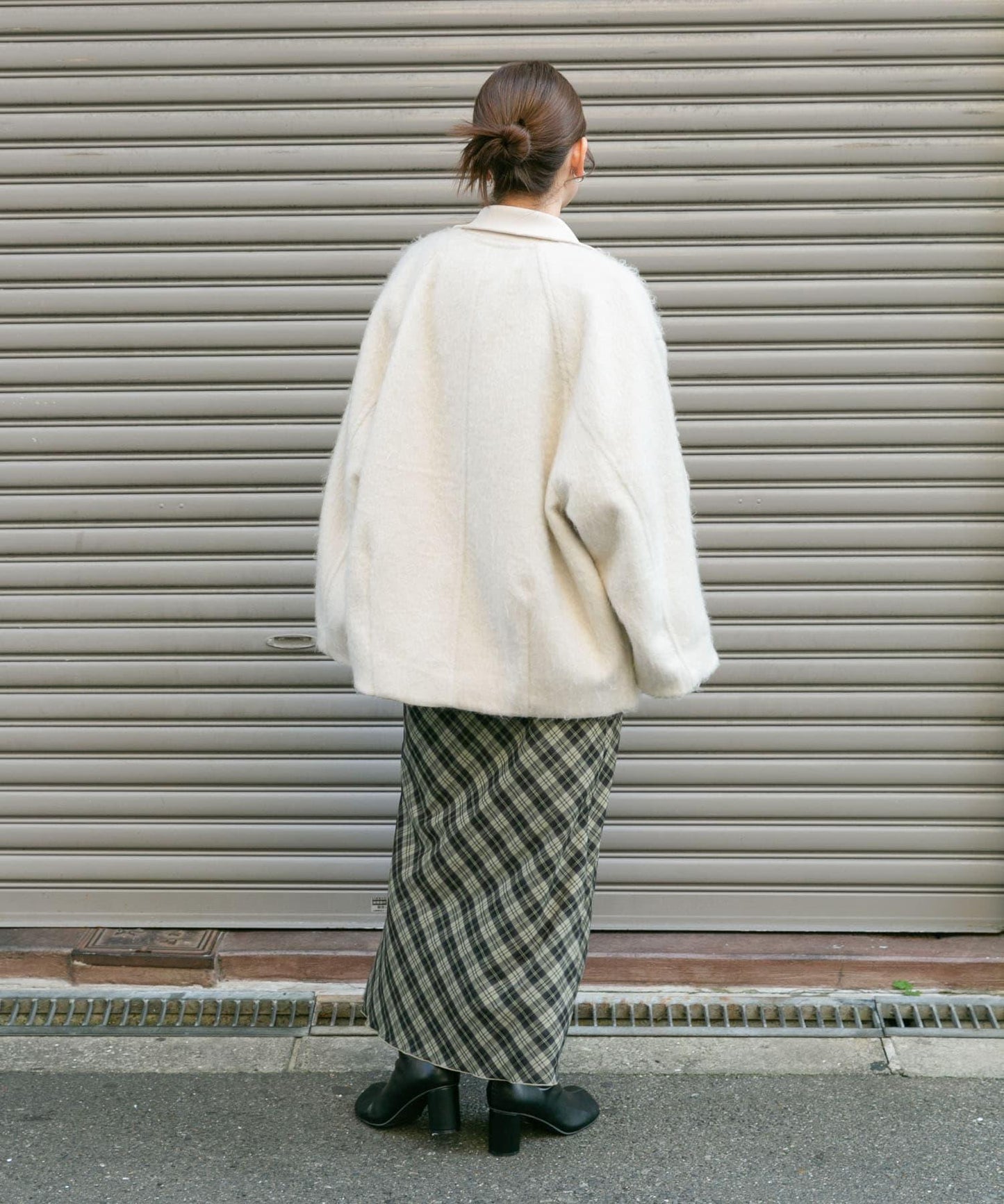 格紋窄身半身裙（帶內襯）