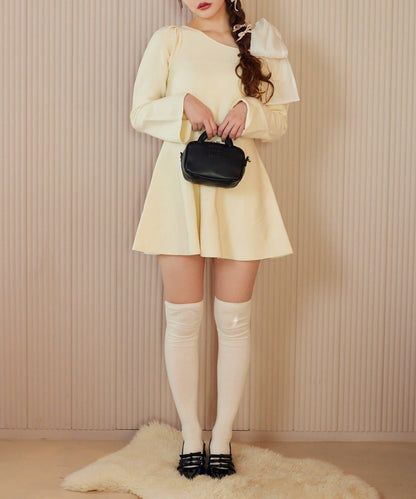 【one after another】肩帶蝴蝶結迷你連衣裙