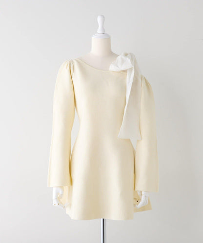 【one after another】肩帶蝴蝶結迷你連衣裙