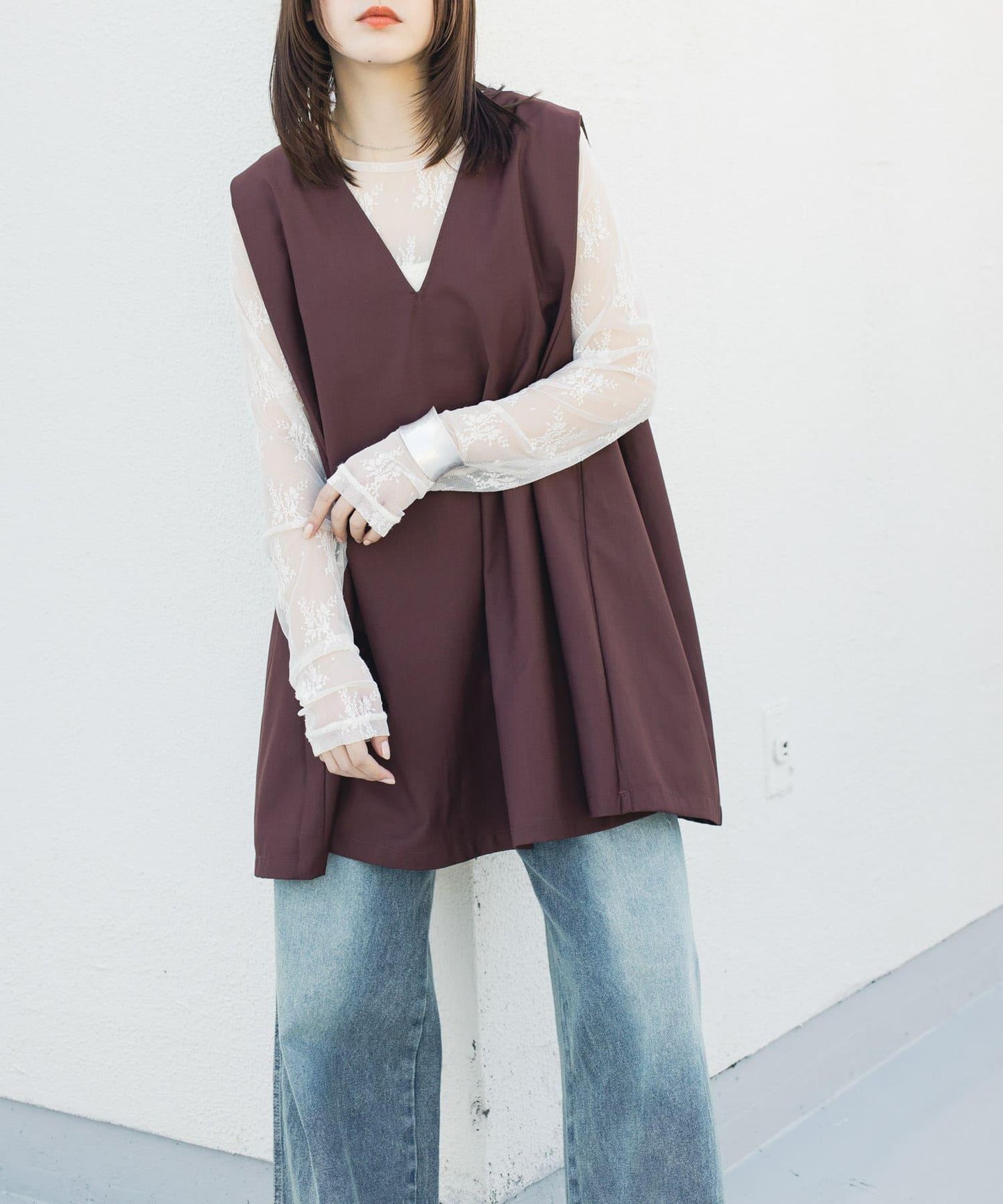 肩部褶皺設計迷你連衣裙