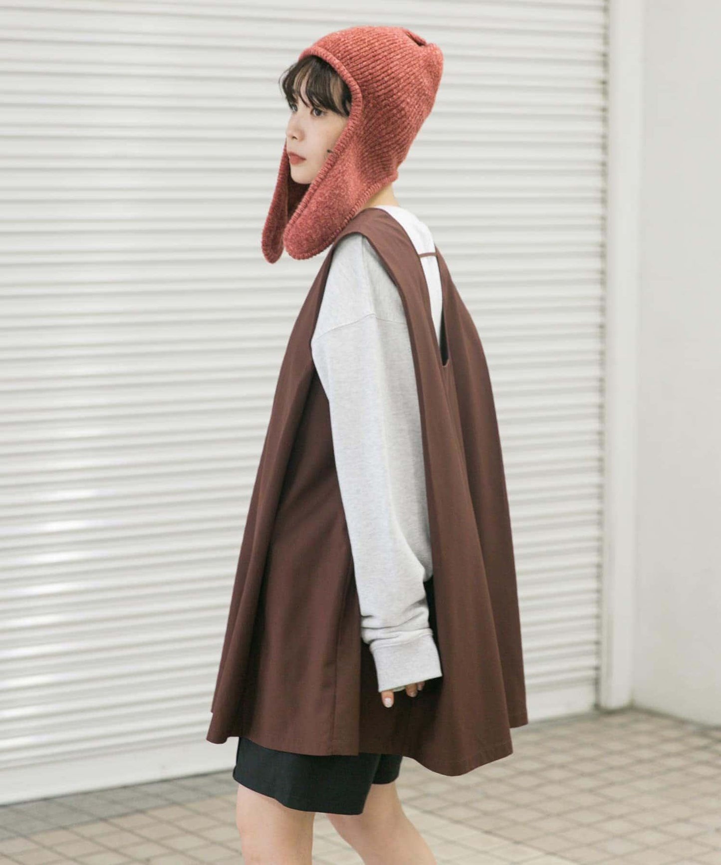 肩部褶皺設計迷你連衣裙