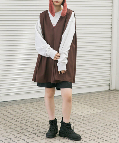 肩部褶皺設計迷你連衣裙