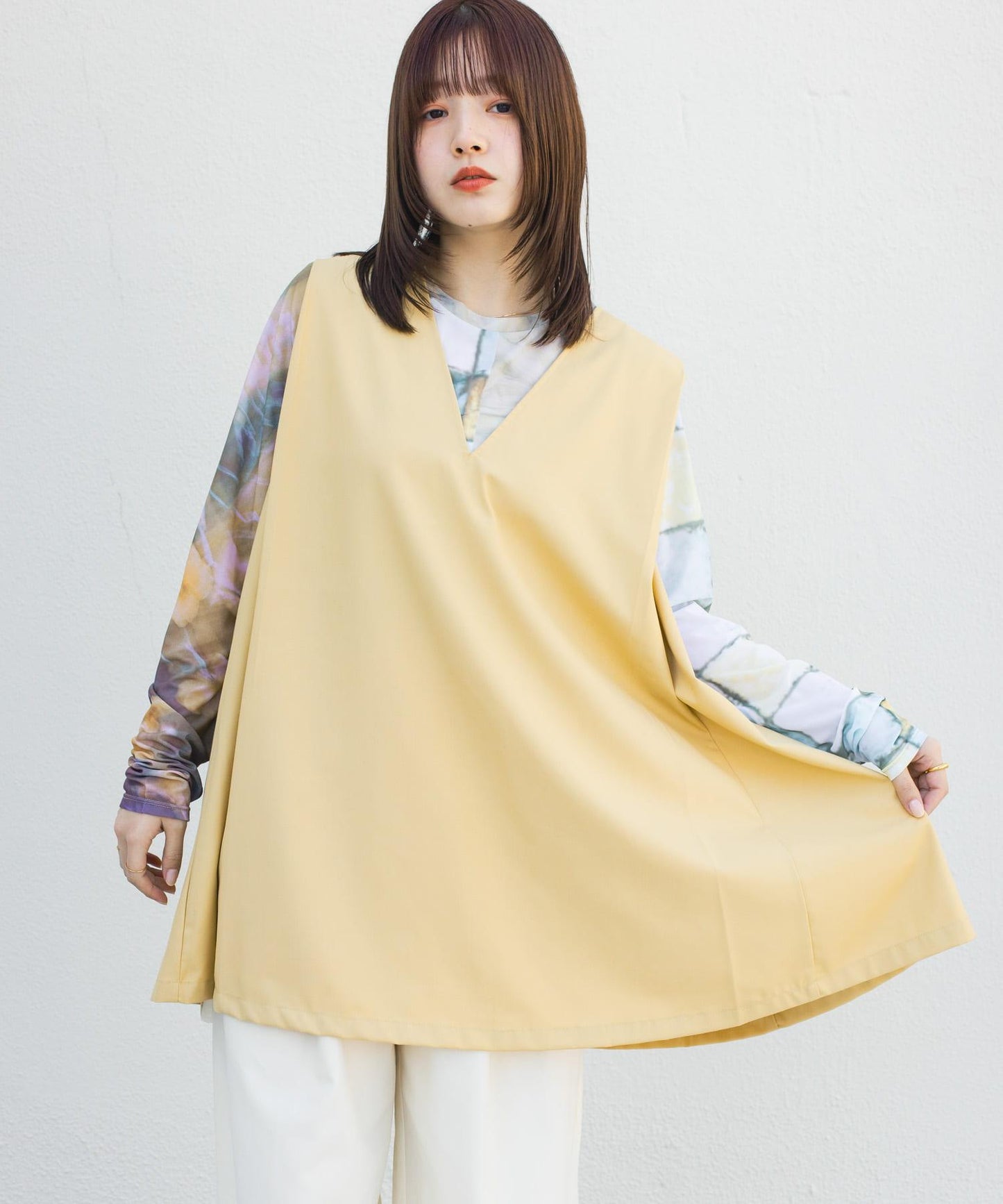 肩部褶皺設計迷你連衣裙