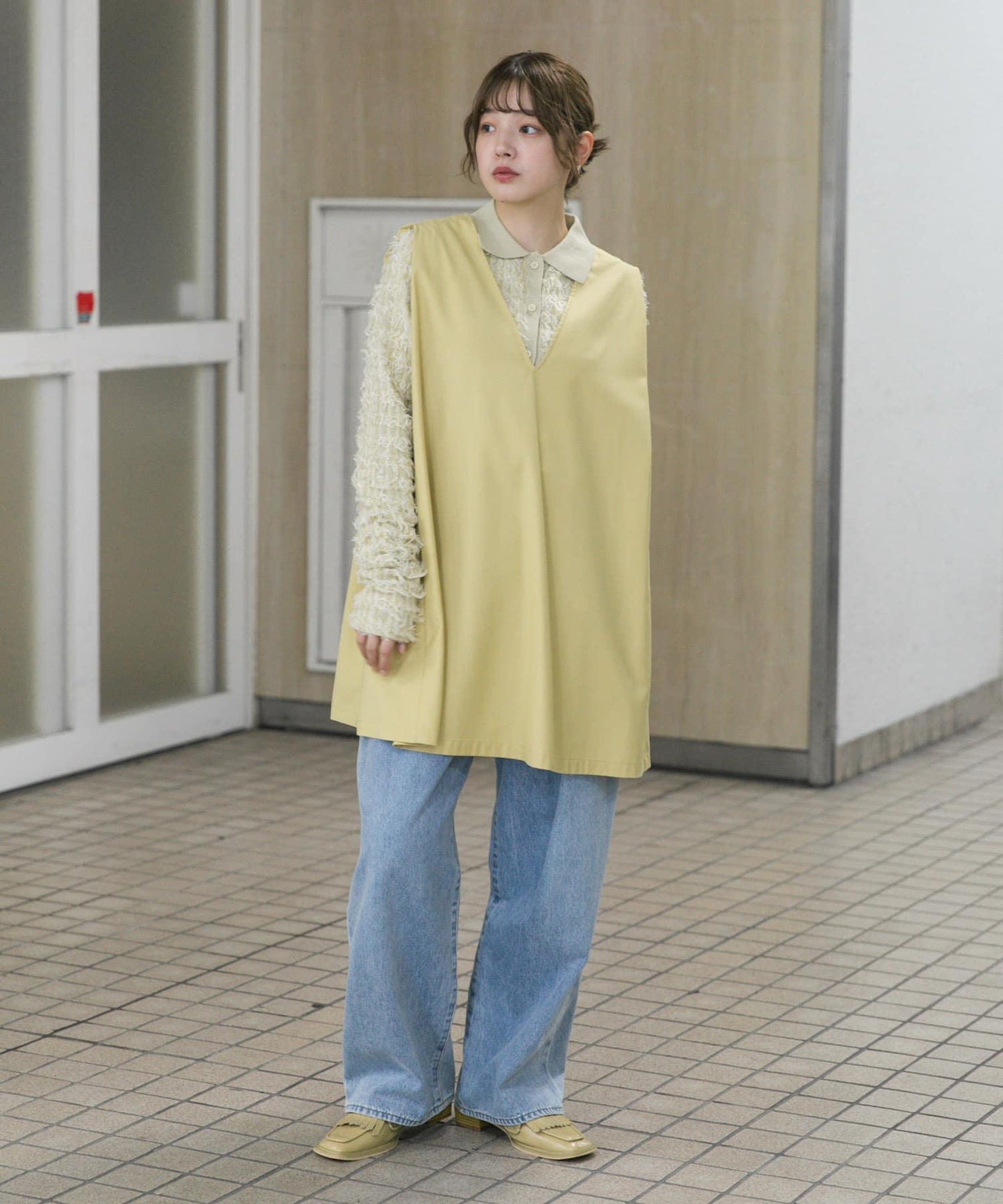 肩部褶皺設計迷你連衣裙