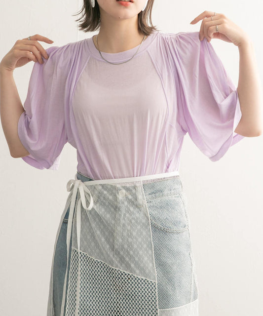 荷葉邊袖透視針織衫