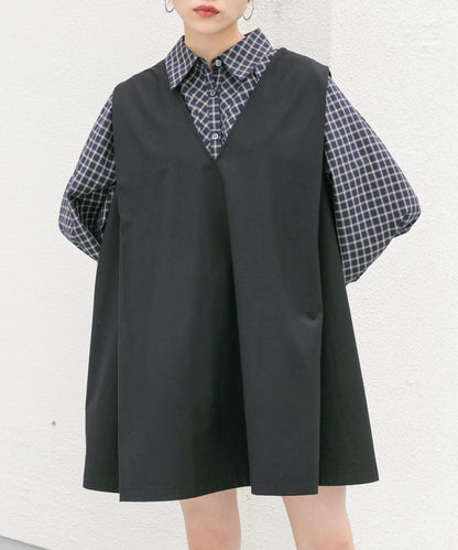 肩部褶皺設計迷你連衣裙