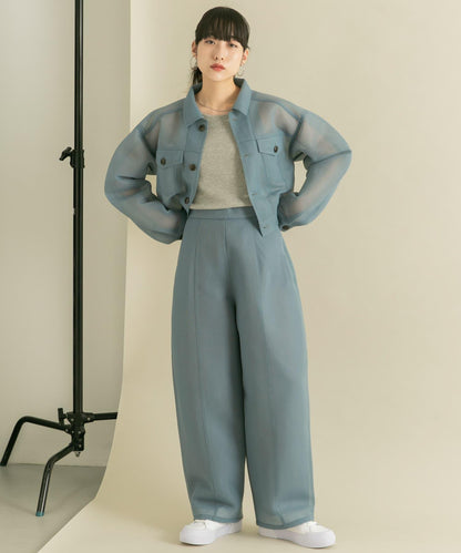 透視質感短款夾克