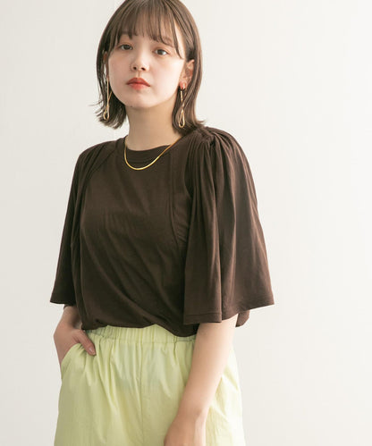 荷葉邊袖透視針織衫