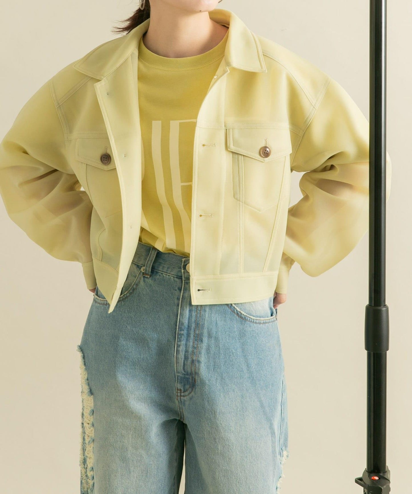 透視質感短款夾克