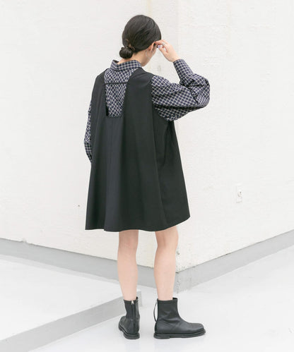 肩部褶皺設計迷你連衣裙