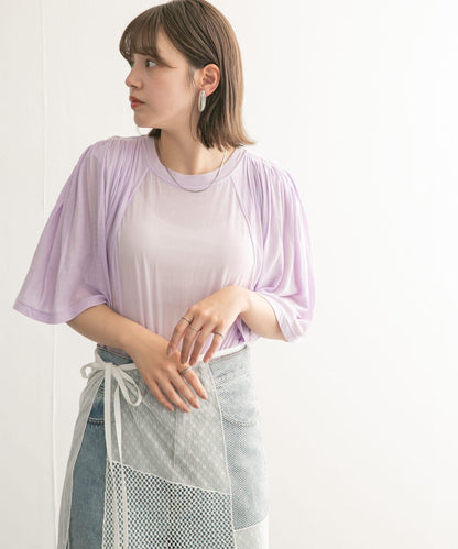 荷葉邊袖透視針織衫