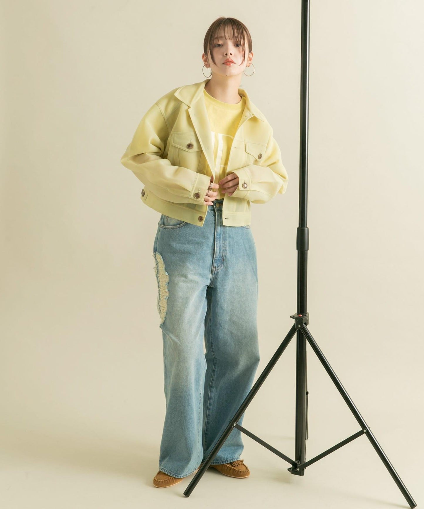 透視質感短款夾克