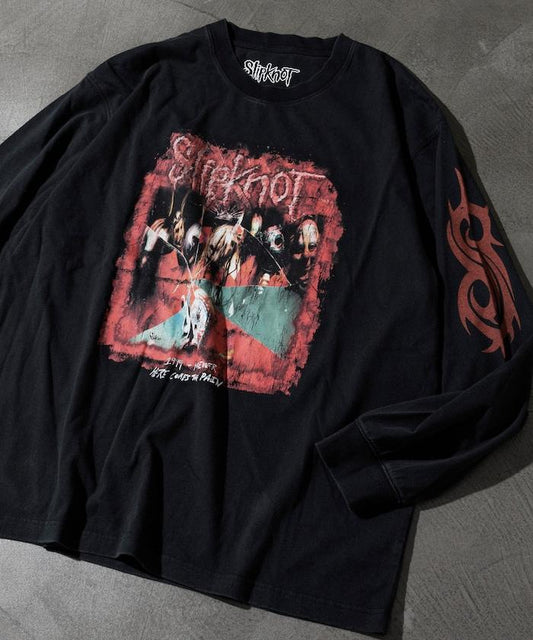 【限定】復古風 Slipknot 背面印花長袖T恤