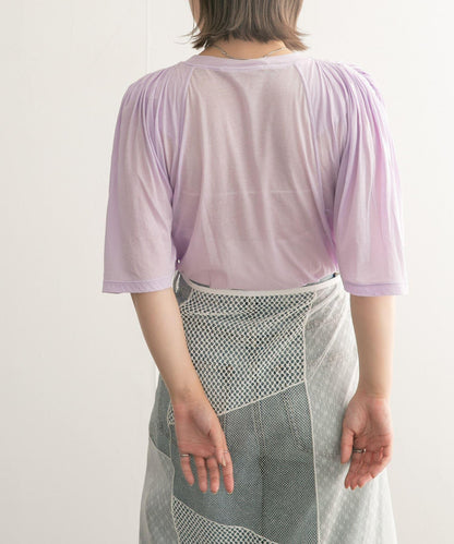 荷葉邊袖透視針織衫