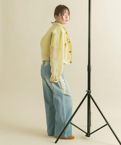 透視質感短款夾克