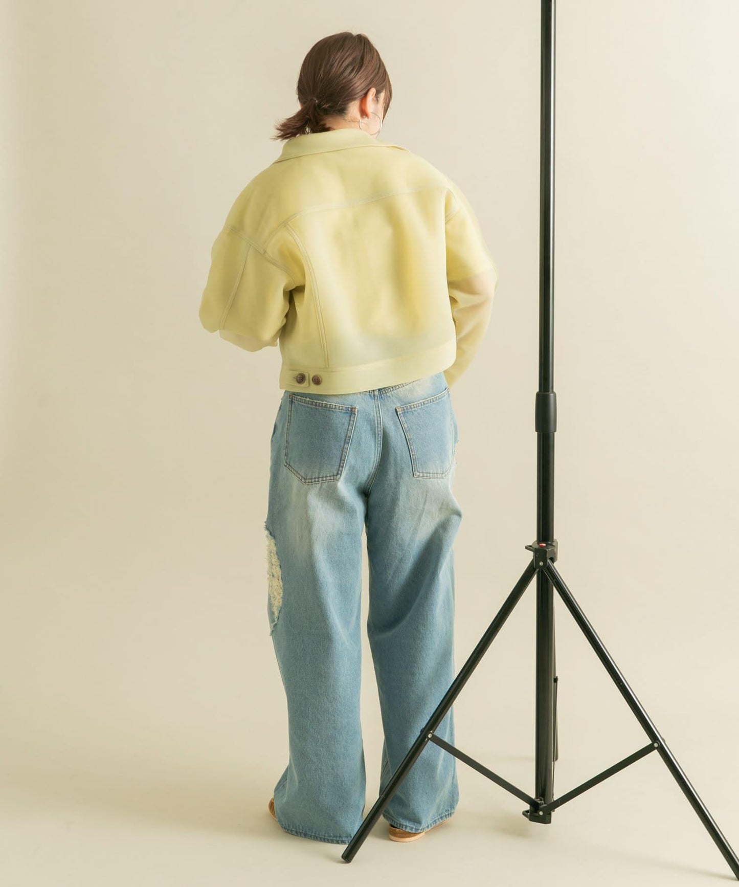 透視質感短款夾克