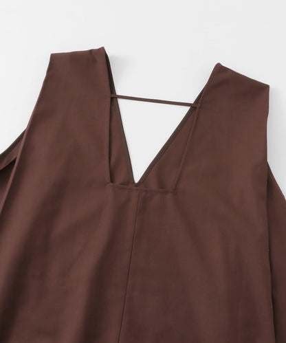 肩部褶皺設計迷你連衣裙